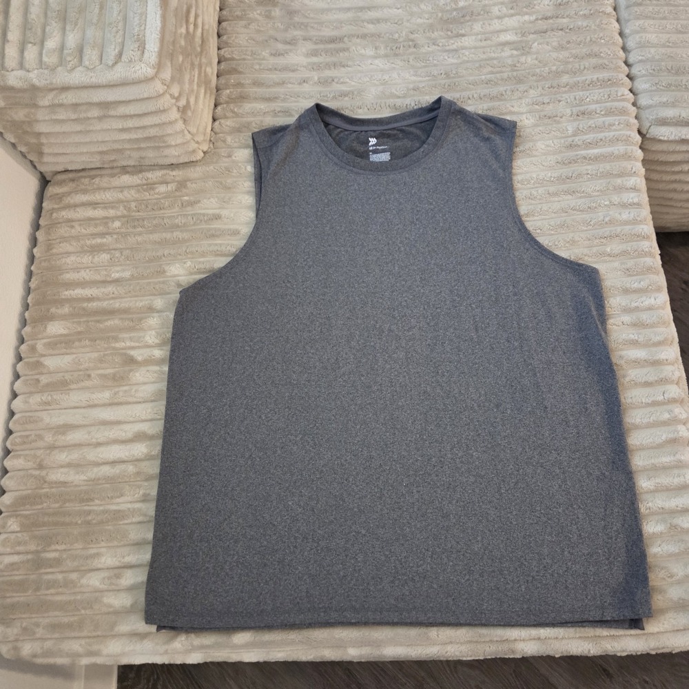 All in Motion Mens XL Gray Performance Tank Top Sleeveless Athletic Gym Shirt